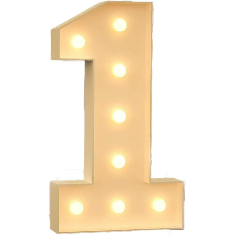 Número 1 de marquesina LED de 70 cm, números iluminados grandes, marco precortado, decoración para cumpleaños, aniversario, boda y fiestas (Número Uno)
