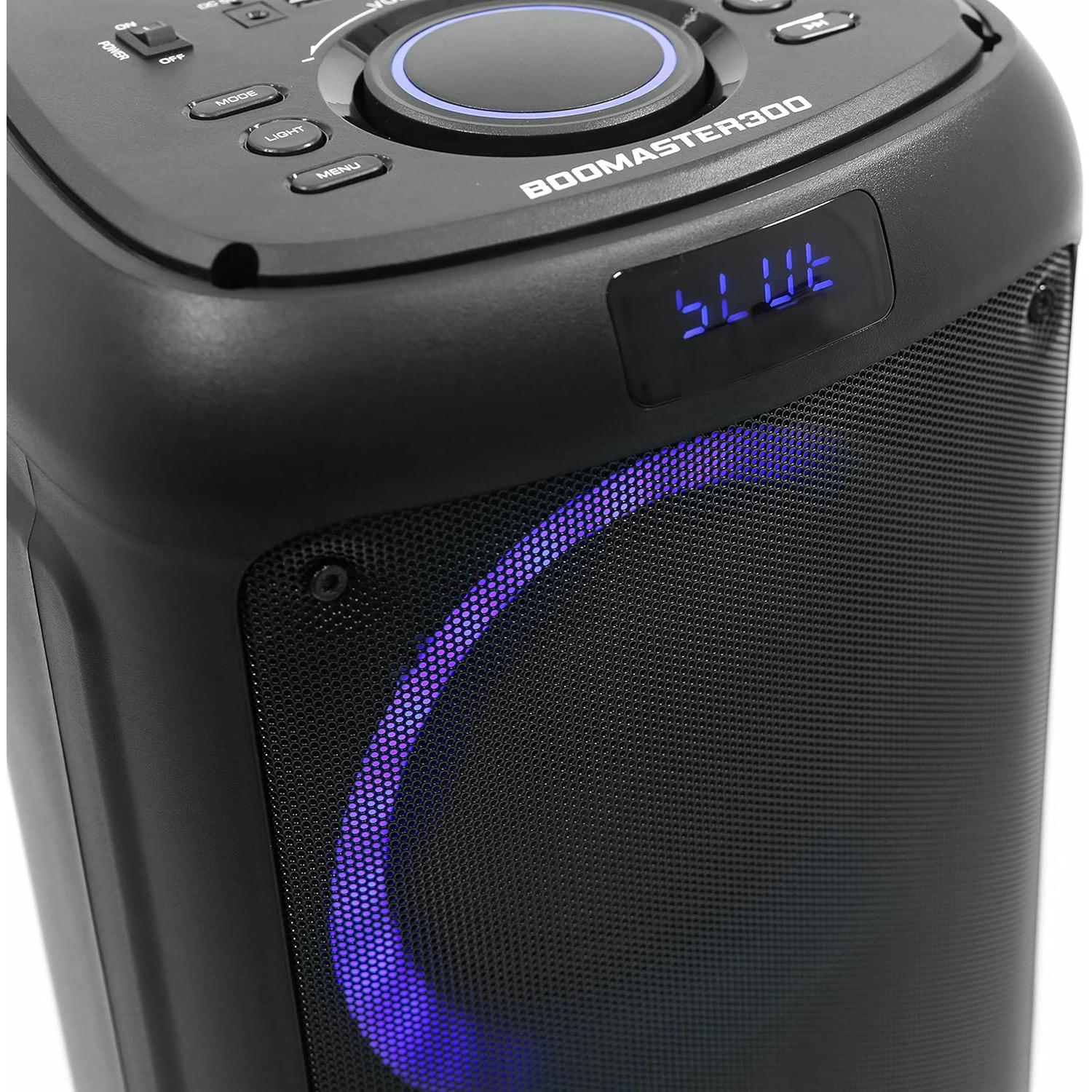 BoomTone DJ Boomaster 300 Altavoz Bluetooth luminoso LED portátil potente 250W, Altavoz Karaoke, Bluetooth inalámbrico, TWS, Recargable USB, sintonizador, lector USB/tarjeta SD.