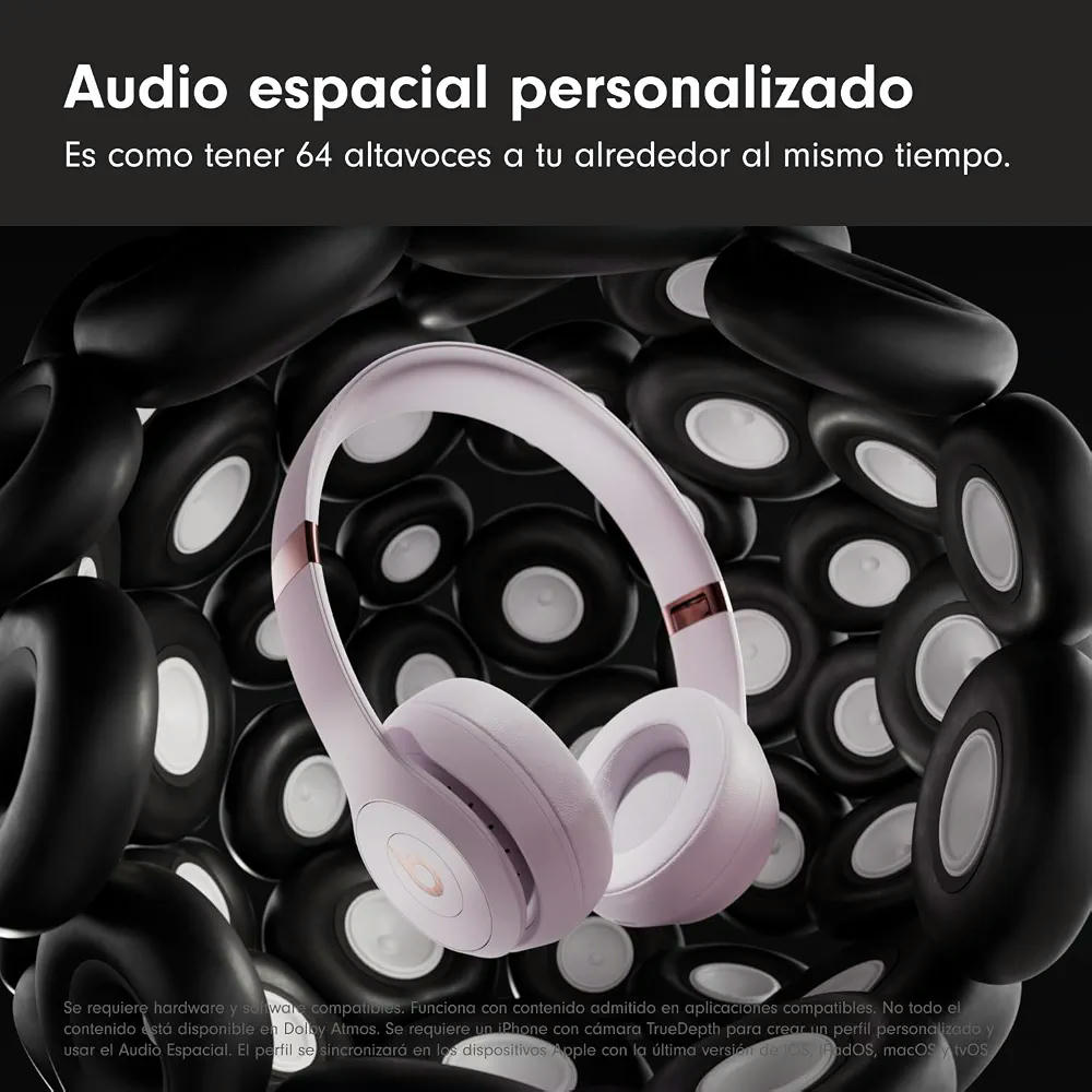 Beats Solo 4 - Auriculares Wireless Bluetooth on-Ear, compatibles con Apple y Android, con hasta 50 Horas de batería - Rosa algodón