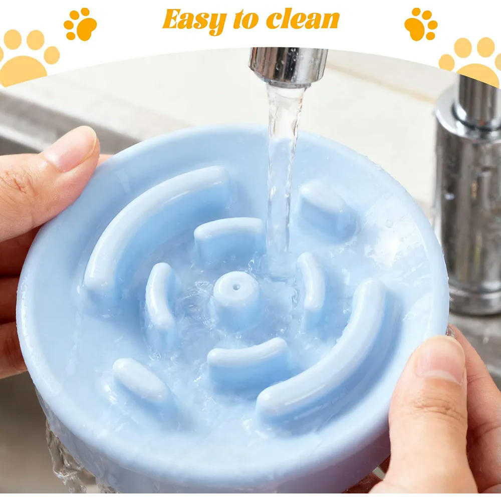 Juego de 2 Comederos Antivoracidad para Perros y Gatos, Diseño Interactivo Antideslizante, Ideal para Mascotas Pequeñas y Medianas (Morado y Azul)