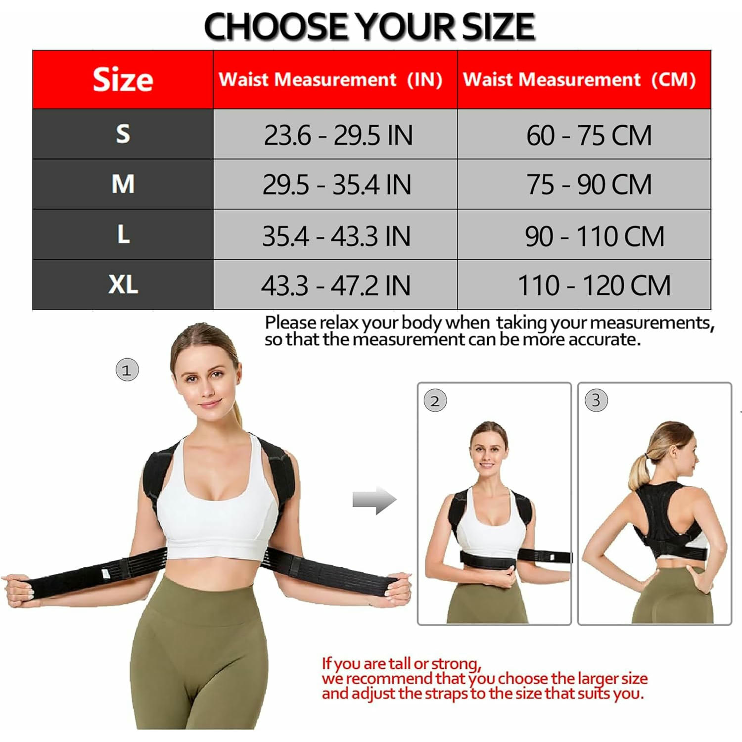 Corrector de postura de espalda Talla L, corrector ergonómico ajustable para hombres y mujeres, soporte lumbar y alivio del dolor