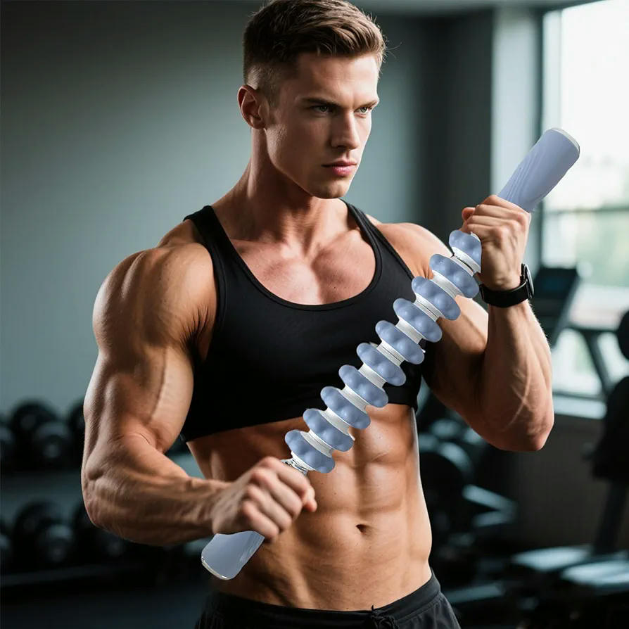 Rodillo de Masaje Muscular con 10 Rollos para Recuperación y Fisioterapia, Ideal para Piernas, Espalda, Hombros y Cuello (Azul)