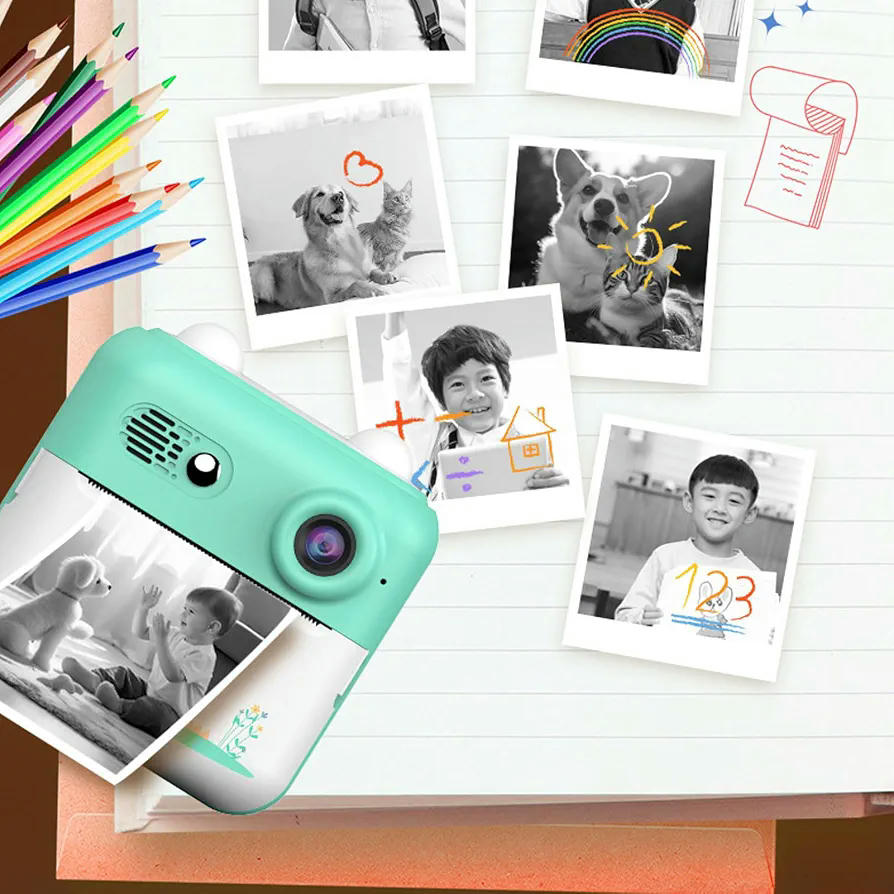 Cámara de Impresión Instantánea de Vídeo 24MP 1080P con Pantalla de 2,4 Pulgadas y Efectos Doodle