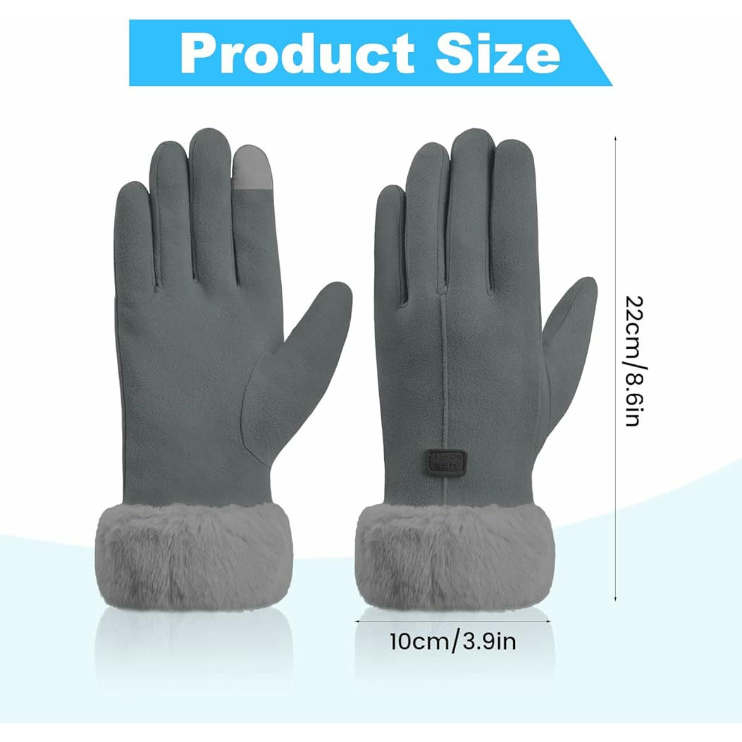 Guantes térmicos para mujer, guantes de invierno táctiles, guantes cálidos con forro polar, ideal para conducir y hacer deporte, color rosa, gris o caqui