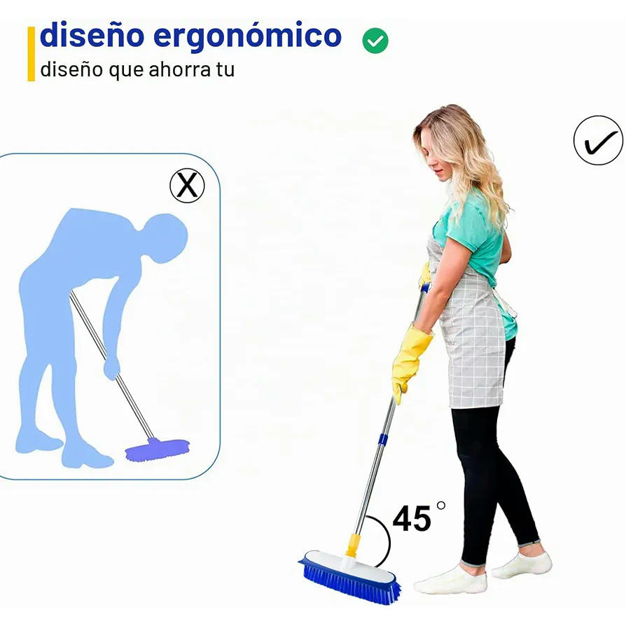 Cepillo para Fregar Suelos con Mango Largo y Cerdas Resistentes, 140 cm