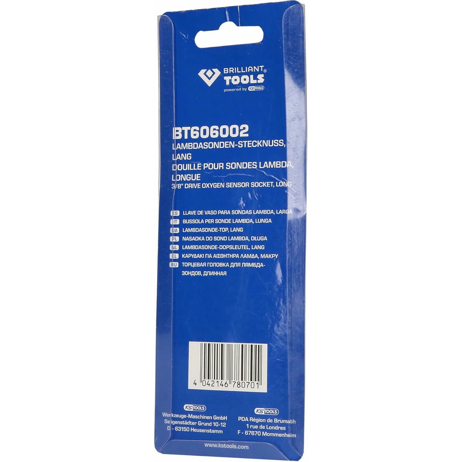 BRILLIANT TOOLS BT606002 Llave de vaso para sondas lambda, larga [Powered by KS TOOLS] - 22 mm