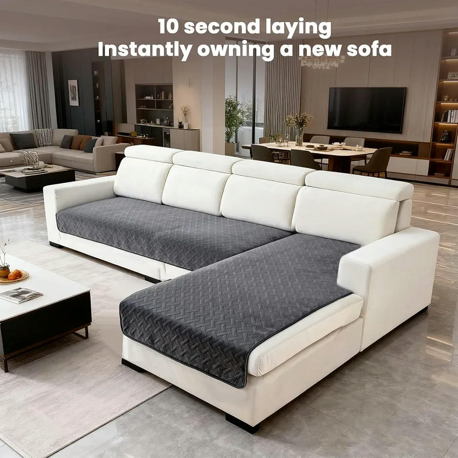 Funda Universal para Sofá Chaise Long de 1/2/3/4 Plazas, Impermeable y Antideslizante (Gris, 90x160cm)