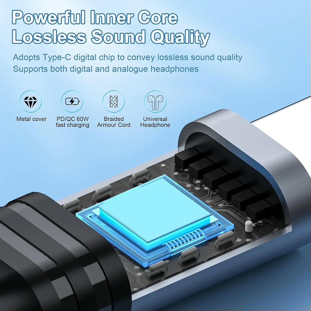 Adaptador 2 en 1 USB C a Jack de 3,5 mm y Carga Rápida - Compatible con Dispositivos de Audio y Carga