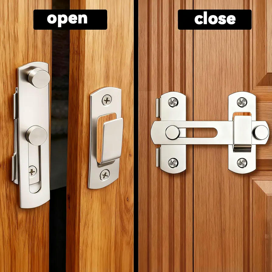 2 Piezas Cerradura de Picaporte de Acero Inoxidable 304, Cerrojo de Seguridad para Puertas, Ventanas, Armarios y Baños, Giro de 180 Grados, 10 Centímetros, Negro