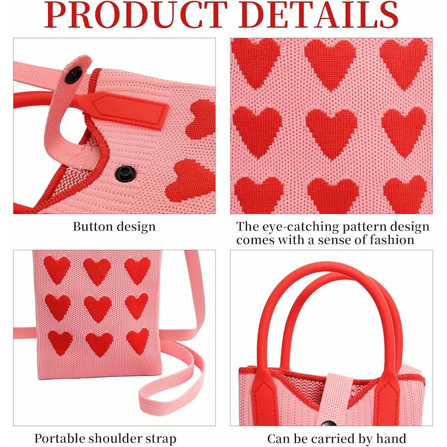 Bolso Multifuncional Para Teléfono Móvil Con Correa y Llavero, Diseño Rosa y Rojo