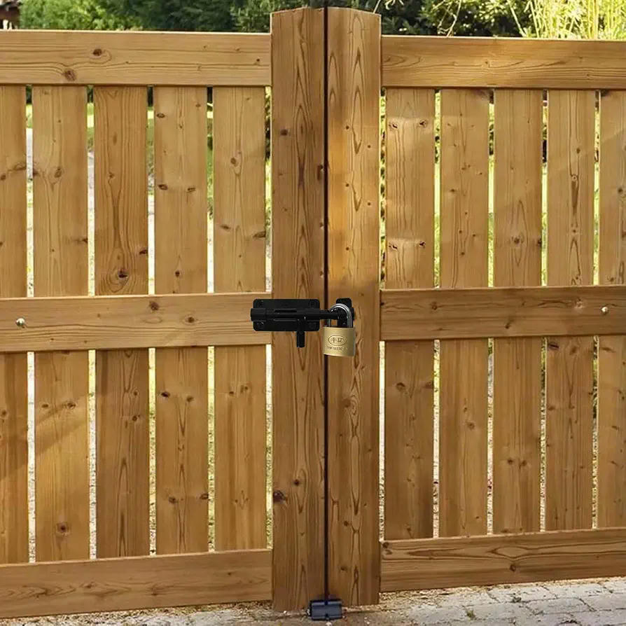 Kit de Cerrojos y Candados de Acero Inoxidable - Incluye Tornillos y Llaves - Ideal para Puertas Exteriores (Negro)