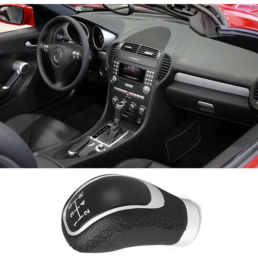 Pom de palanca de canvis manual de 5 velocitats, pom de cuir sintètic negre, compatible amb la majoria de vehicles