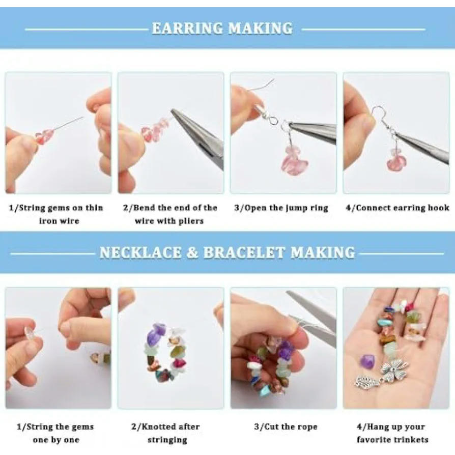 Kit de Fabricación de Joyas con 944 Cuentas de Piedras Preciosas en 11 Colores para Bricolaje