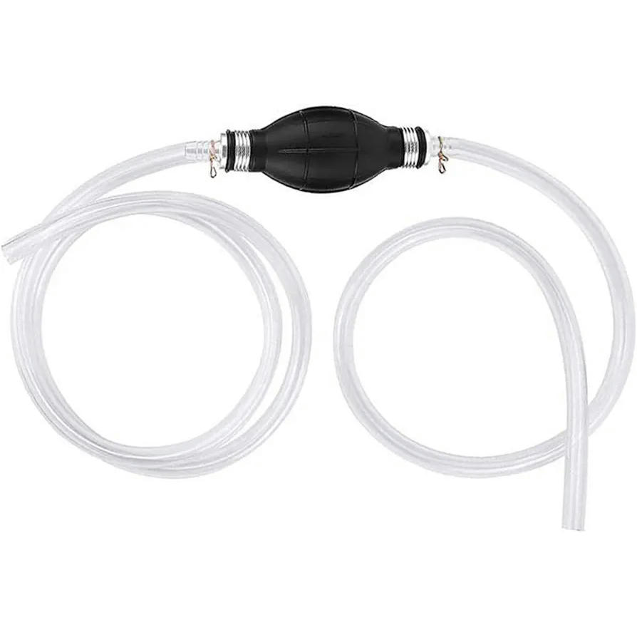 Bomba Manual de Combustible 2M, Bomba de Agua Portátil con Abrazaderas, Sifón para Gasolina, Aceite, Diésel y Agua