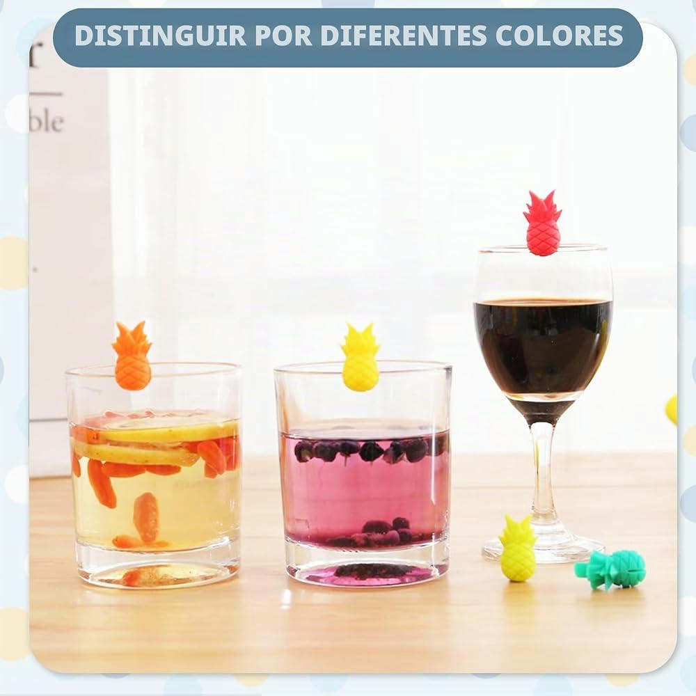 Marcadores de Copas Vistosos, 68 Piezas Reutilizables de Silicona para Vino, 6 Formas Creativas para Fiestas y Uso Diario (Multicolor)