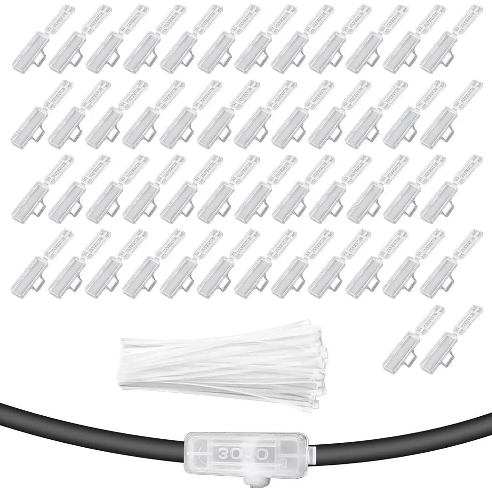 Kit de Etiquetas para Cables con Bridas Reutilizables - 50 Etiquetas Impermeables, Blanco, Nylon