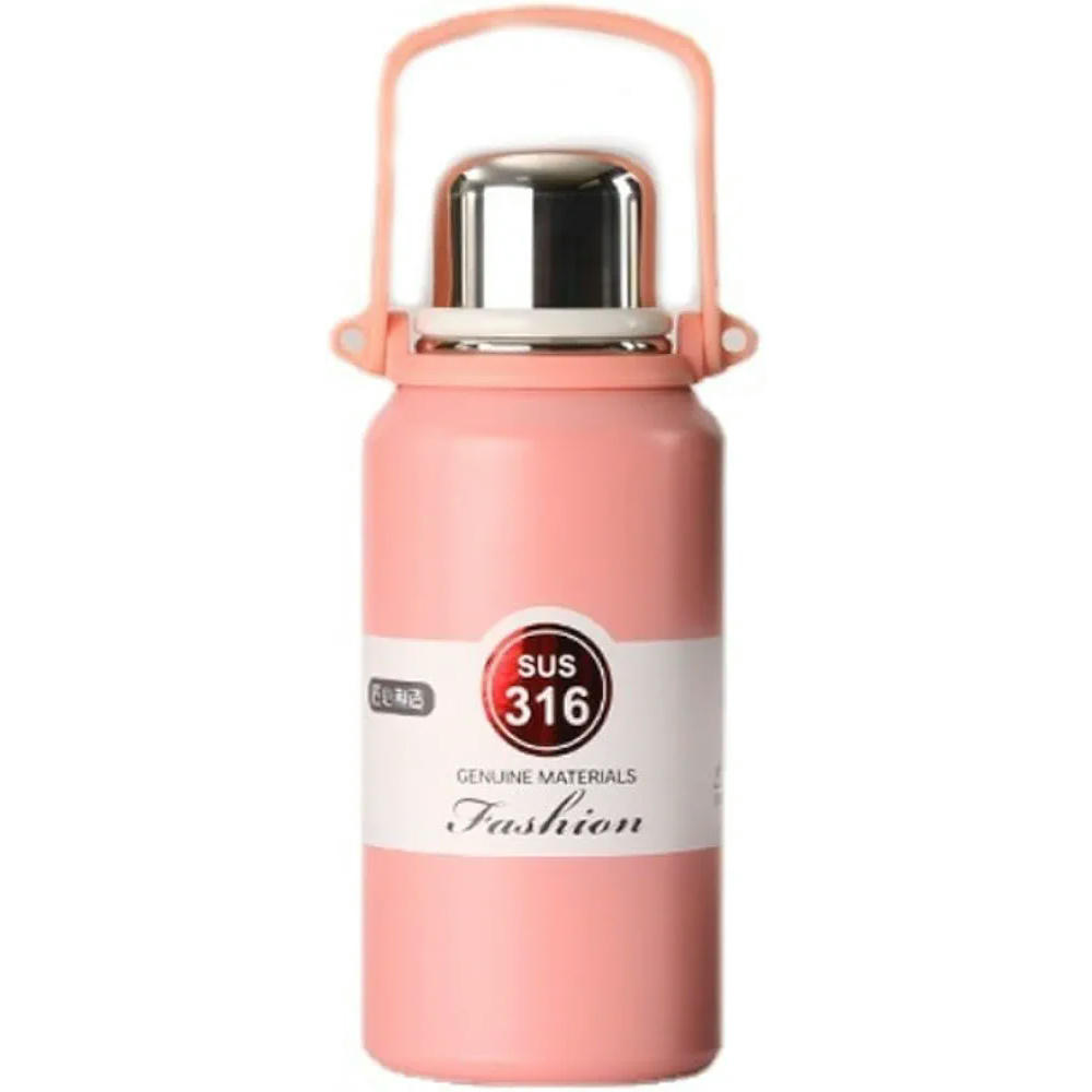 Botella de Acero Inoxidable 316, Cantimplora, Vaso, Taza Aislada al Vacío para Viajes y Actividades Exteriores, 1300 ml (Rosa) 1.3L