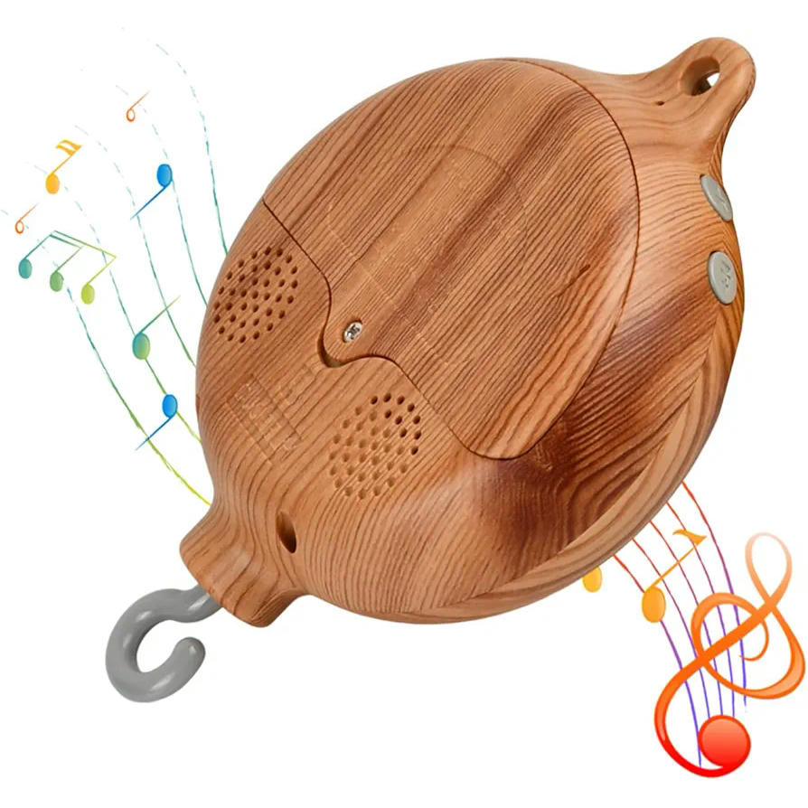 Caja Musical para Bebés de Imitación de Madera, Melodías Suaves, Volumen Ajustable, Mecanismo Musical para Móvil, Motor para Cuna