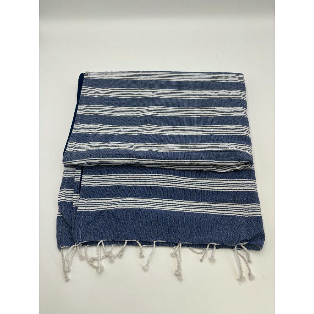 Pareo toalla Sena 95x180 azul oscuro con rayas blancas