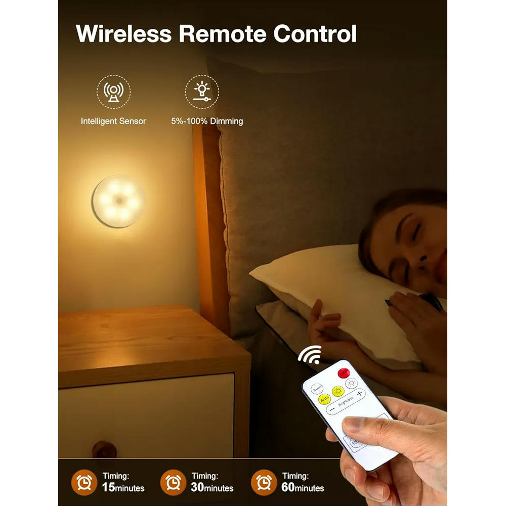 Paquet de 8 llums LED nocturnes amb sensor detector de moviment, 8 unitats, recarregable per USB, modes automàtic i manual, ideal per a escales i armaris