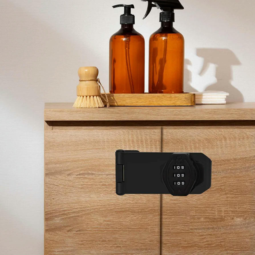 Candado de Combinación Negro de 10 cm para Cajones y Muebles con Código de 3 Dígitos y Destornillador Incluido