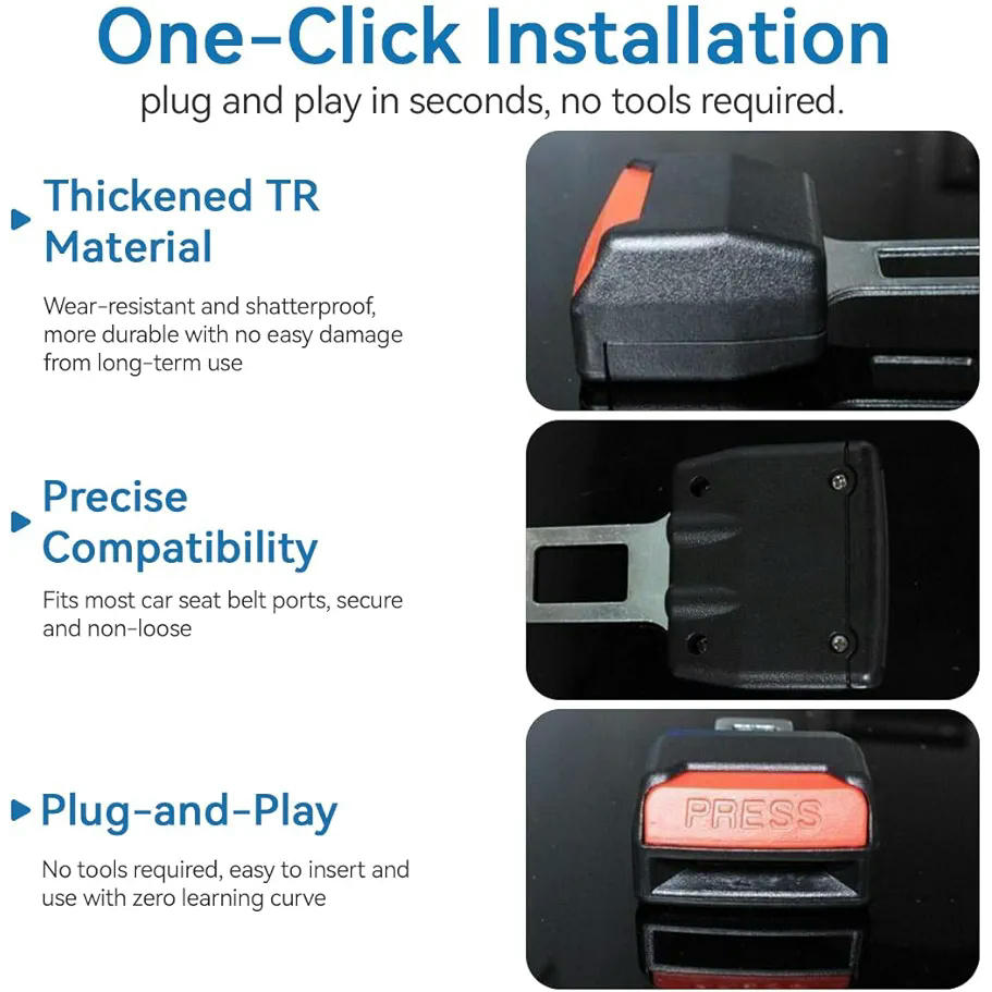 2 Piezas Extensor Cinturón de Seguridad Coche, Alargador Ajustable, Clips Universales para Cinturón de Seguridad, Anclaje Compatible con Vehículos