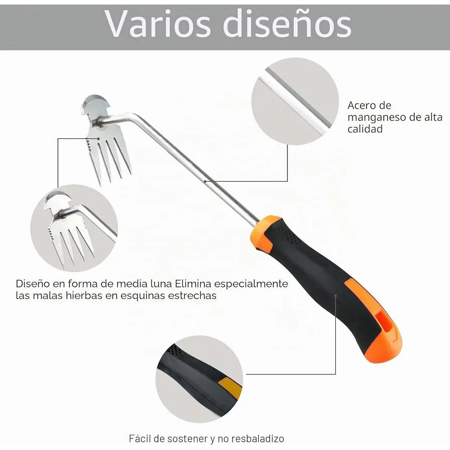 Extractor de Malas Hierbas de Acero Inoxidable con Diseño Ergonómico para Jardinería (35 cm)