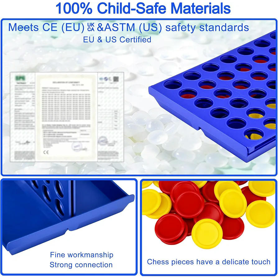 Juego de mesa educativo, cuadrado, portátil, cuatro en raya, ideal para niños mayores de tres años, juguete de estrategia, juego de viaje, material plástico