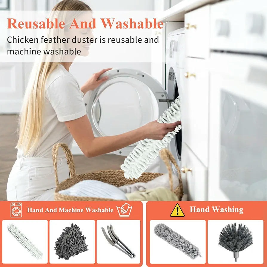 Plumero Telescópico Extensible, Juego de 13 Plumeros de Microfibra para Limpieza de Techos, Persianas y Zonas Altas