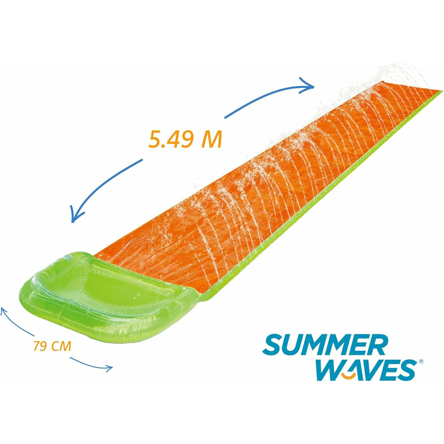 Summer Waves Pista Deslizante, Tobogán de Agua Velocidad, Juego de Jardin Familiar, Pista de Agua, Juego Acuático, 5.49 M x 79 CM