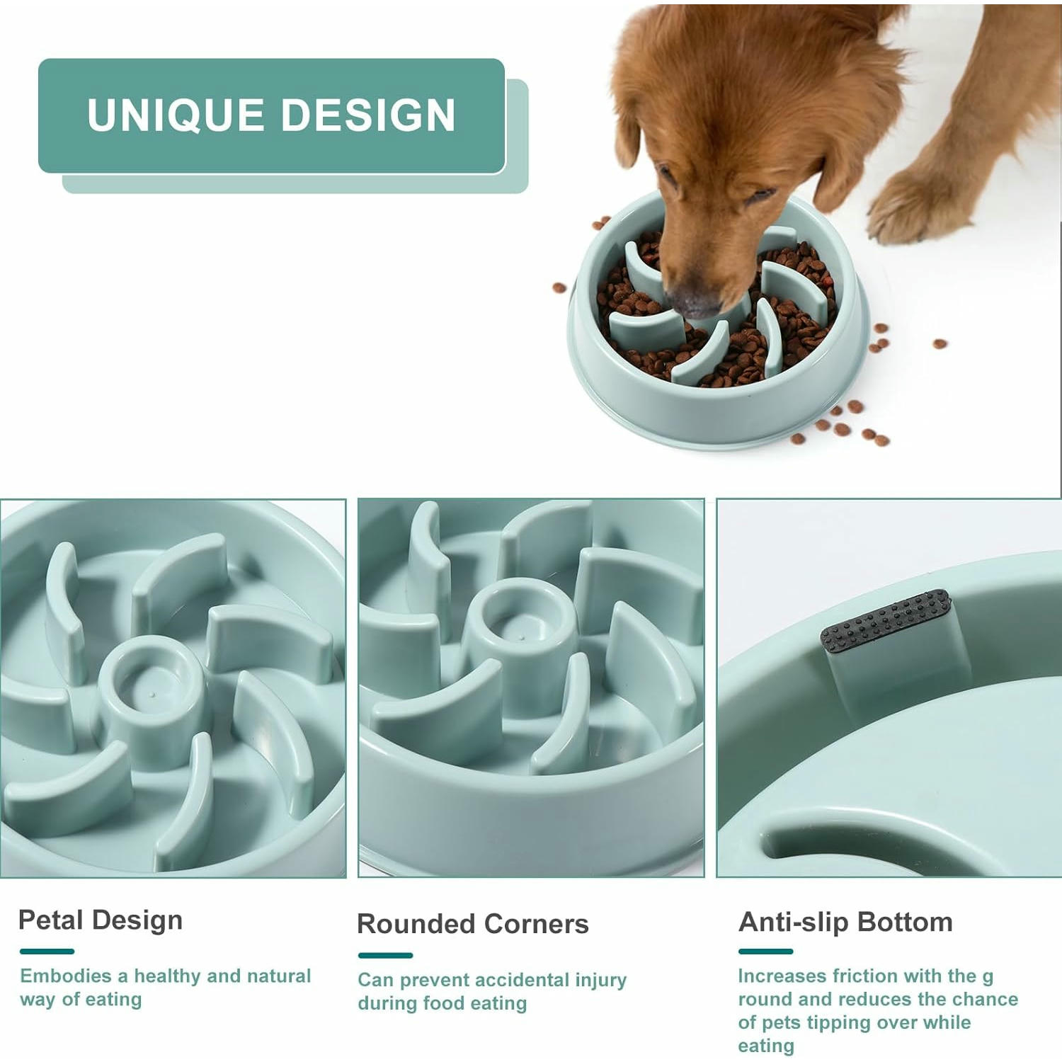 Vinabo Antilliscant Menjador Gos Antivoracitat, Menjador Antivoracitat Gos Promou una Alimentació Saludable i Digestió Lenta Plat Gos Adequat per a Mascotes Petites/Mitjanes/Grans