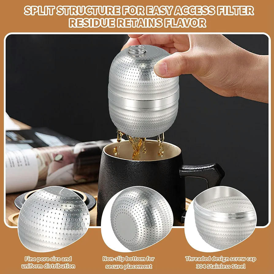 Coladores de Té de Acero Inoxidable, Infusores para Té Suelto, 2 Piezas, Filtros para Taza y Tetera, Diseño Elegante y Funcional