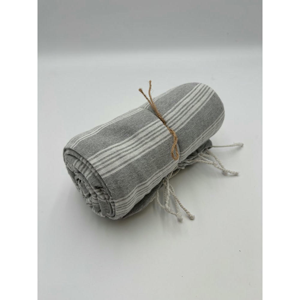 Pareo toalla Sena 95x180 Gris claro con rayas blancas