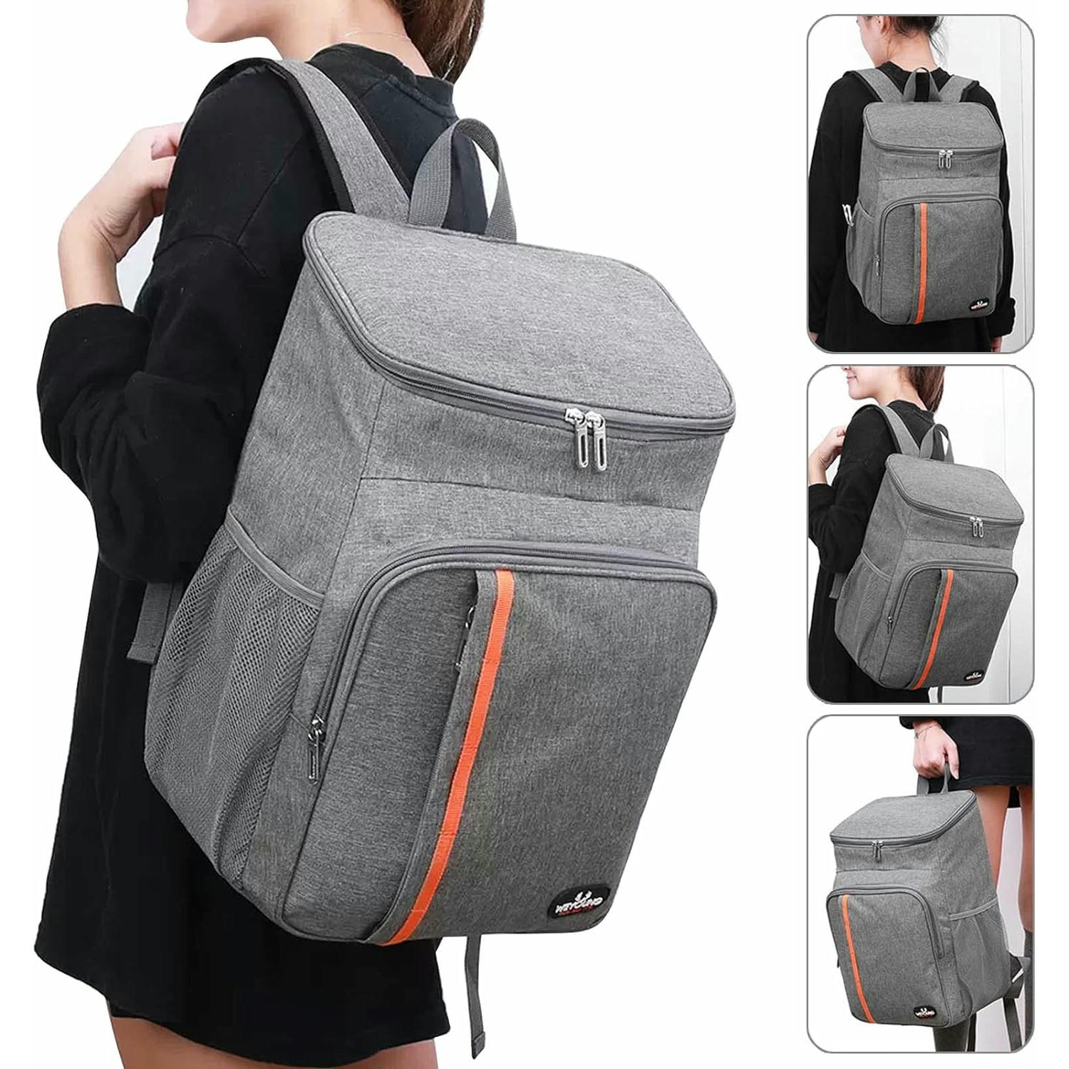 Cozlly Mochila Nevera Isotermica 18 litros, Mochila Termica Porta Alimentos Portatil, Bolsa Refrigeradora Grande Impermeable para Hombres y Mujeres, Picnic, Trabajo, Playa (Gris)