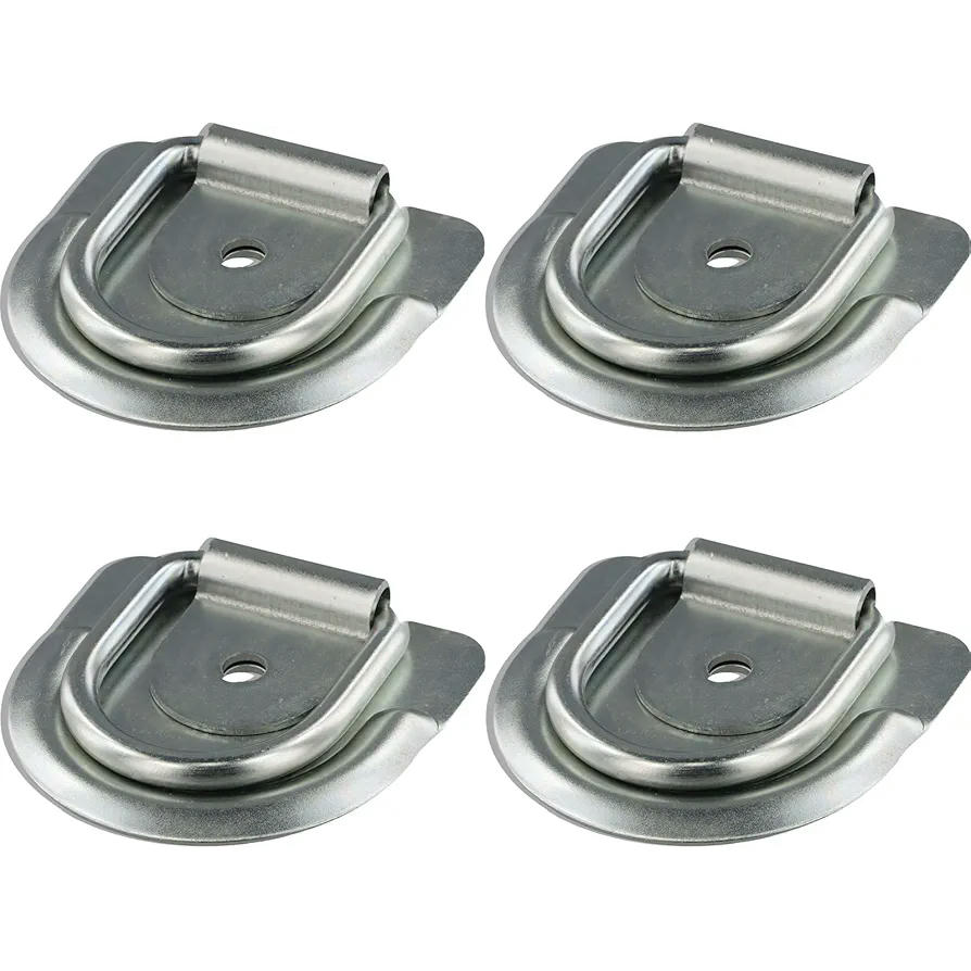 4 Piezas Anillo de Amarre en D con Gancho, Anillo de Amarre de Acero Galvanizado, Ancla de Carga para Remolque, Anillo de Seguridad para Coche