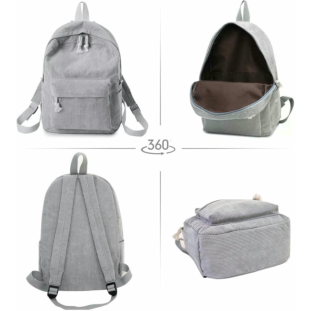 Mochila ligera para mujer, ideal para escuela y ocio, resistente y funcional (Gris)