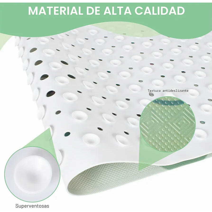 Alfombra Bañera Antideslizante Infantil 100 x 40 cm, Verde con Sapos, Lavable y Resistente al Moho, Sin BPA