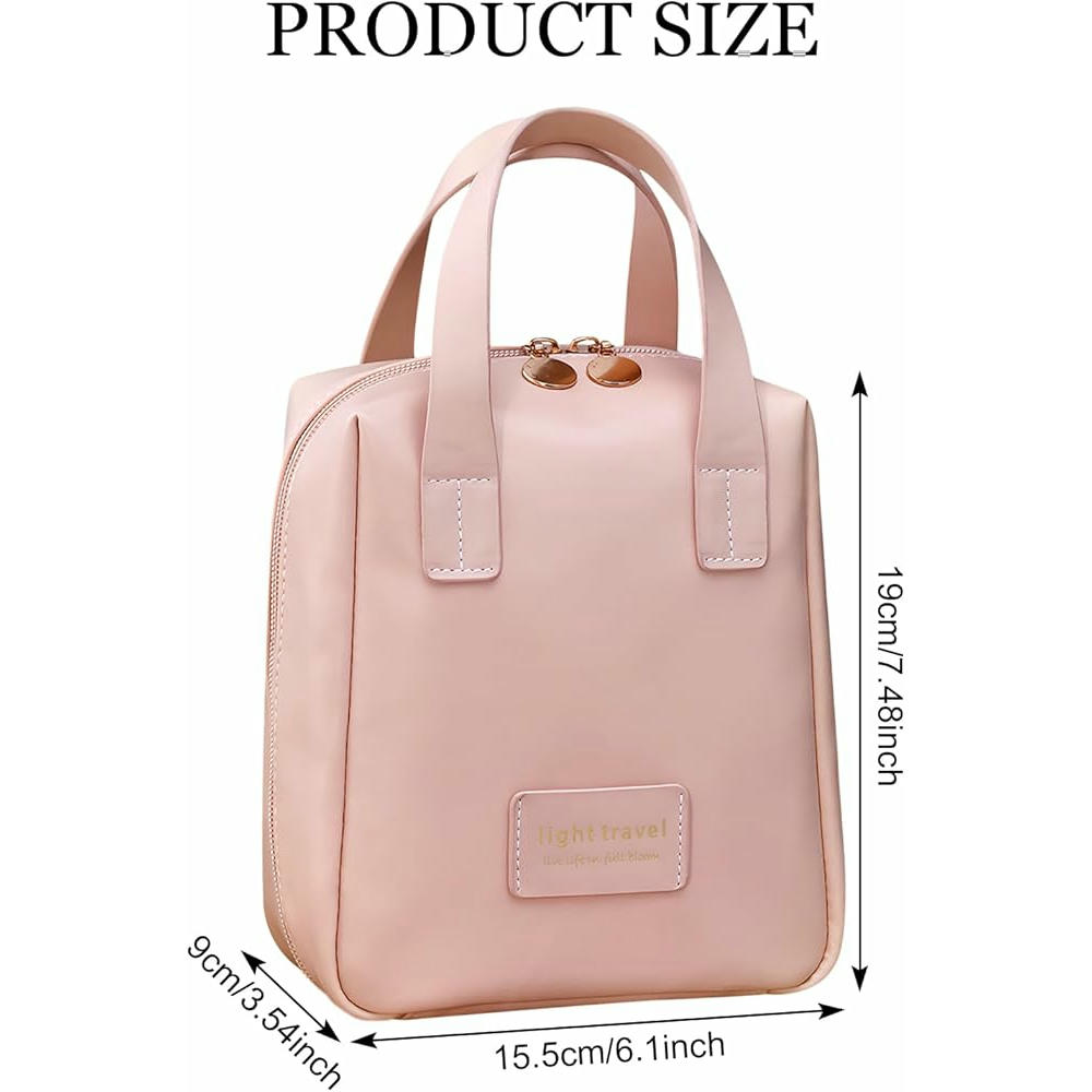 Neceser de Viaje Impermeable para Mujer con Compartimentos y Asa Ancha (Rosado)
