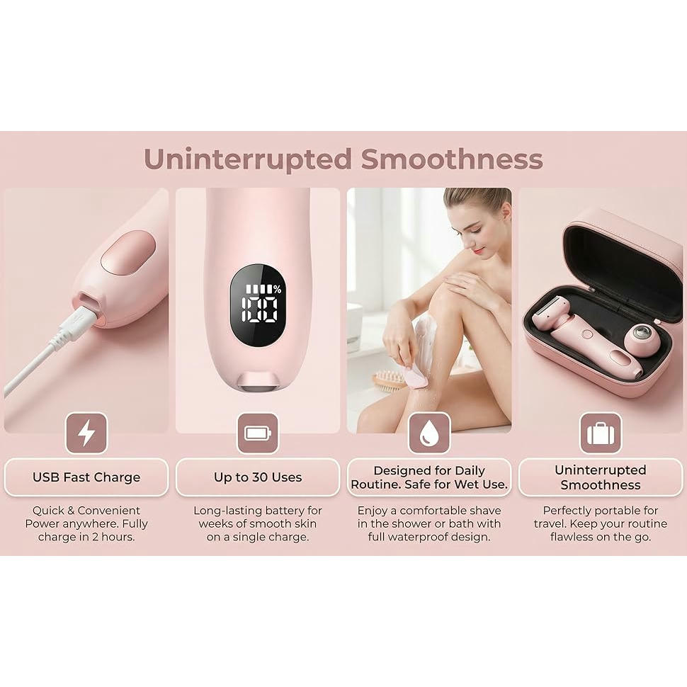 Afeitadora eléctrica Divanity Skin Glow Nano para mujer, diseño compacto, 3 cuchillas de alta velocidad, hoja hipoalergénica, afeitado facial, piernas y zona íntima (color rosa)