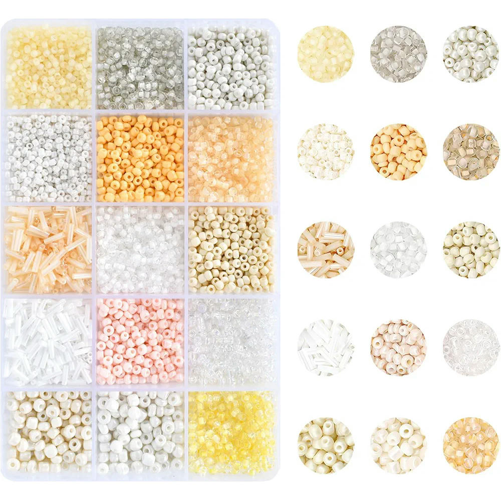 Kit de Abalorios para Hacer Pulseras, Cuentas de Vidrio y Plástico con 15 Rejillas, Ideal para Regalos Creativos