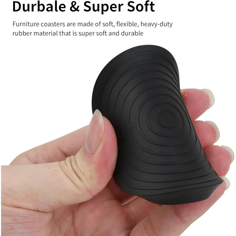 Tazas de Goma para Muebles, Almohadillas Antideslizantes Redondas, Soporte Estable para Patas de Muebles, Protector de Suelos, 6 Piezas, Negro