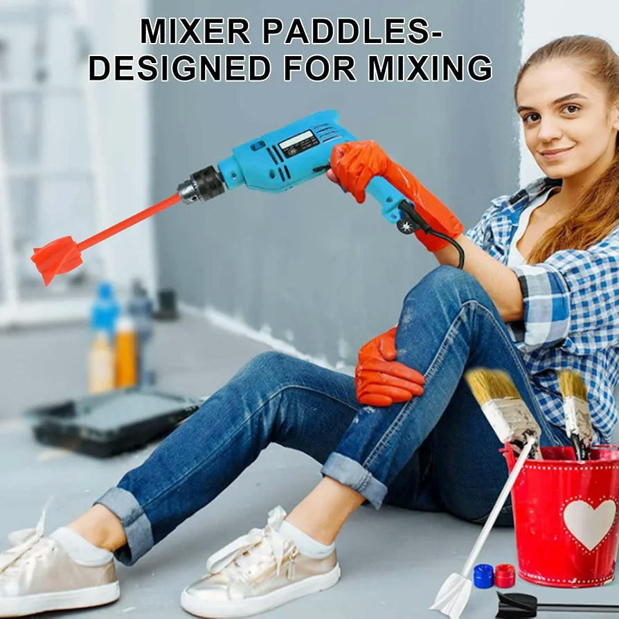 4 Piezas Paletas Mezcladoras de Resina para Taladro de 1/4" - Mezclador Reutilizable para Pinturas y Esmaltes (Multicolor)