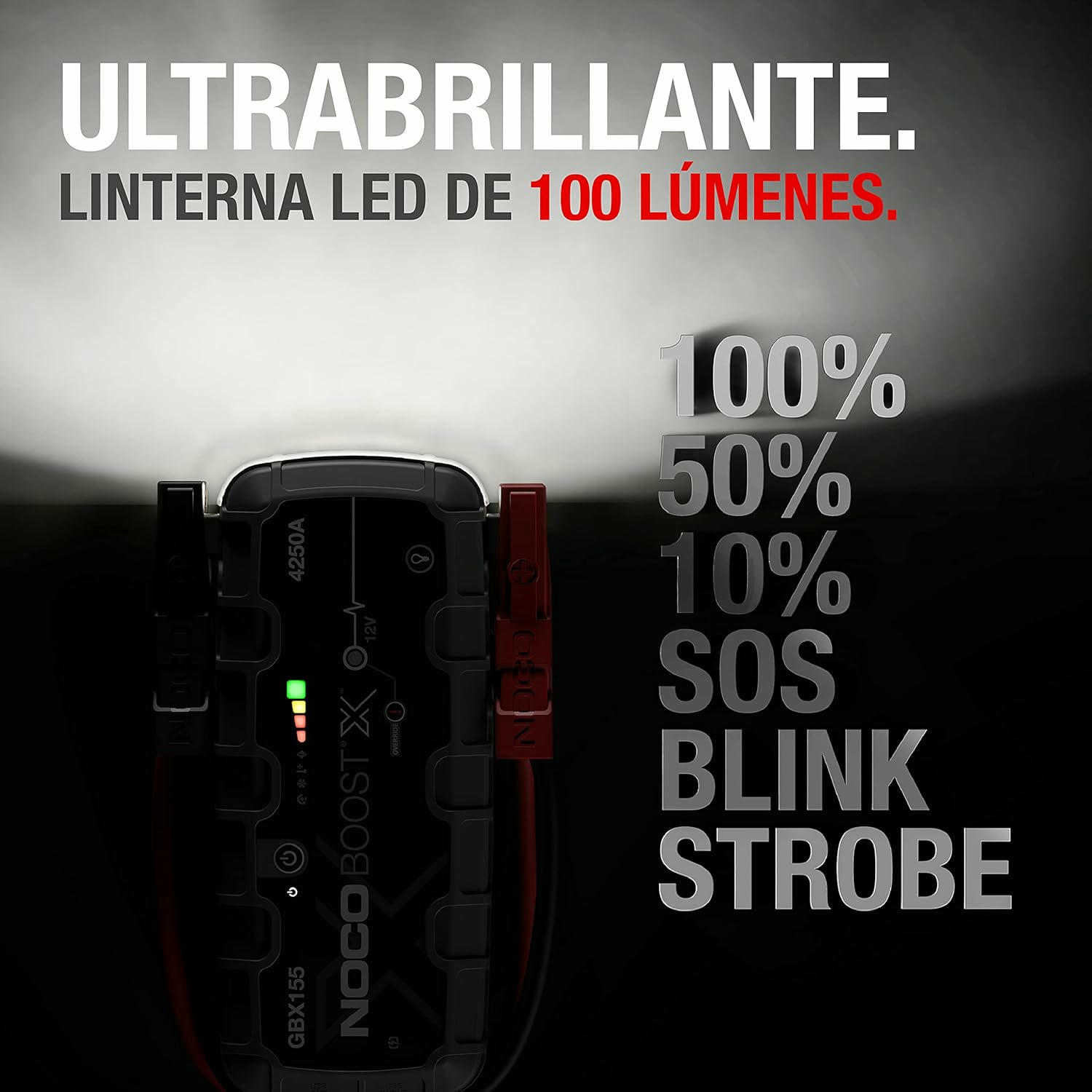 NOCO Boost X GBX155, Arrancador de Batería de Coche 4250A, Booster de Bateria Portátil y Cables de Arranque Profesionales para Motores de Gasolina de hasta 10,0 litros y Diésel de 8,0 litros