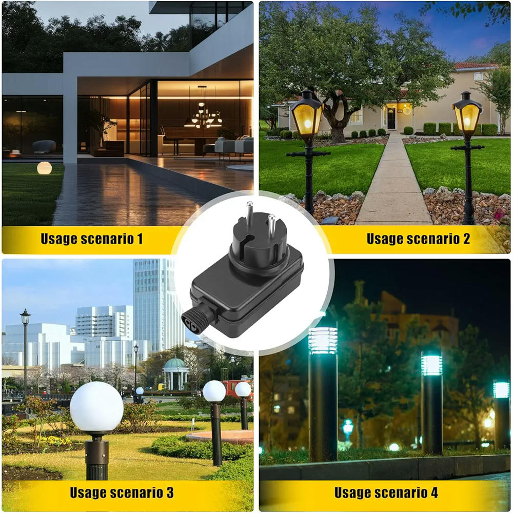 Adaptadores de corriente LED 12V 2A 24W IP44 impermeable para luces de jardín y decoraciones navideñas, pack de 2 unidades