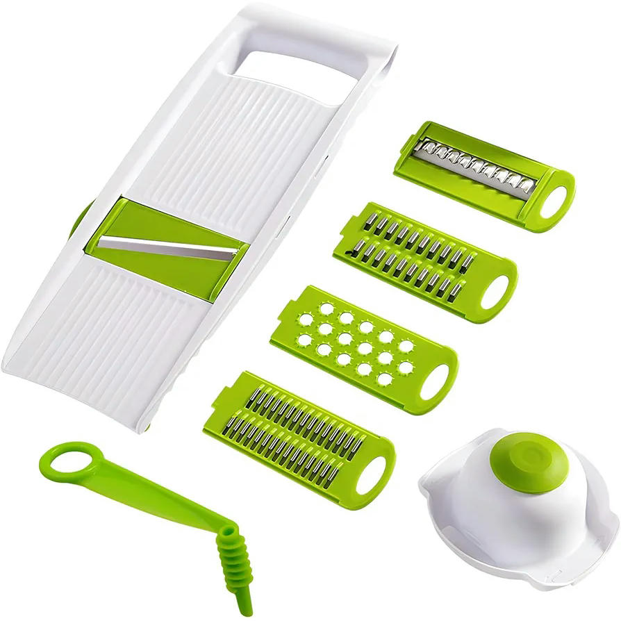 Cortador Multifuncional de Verduras 5 en 1 con Cuchillas de Acero Inoxidable (Verde)