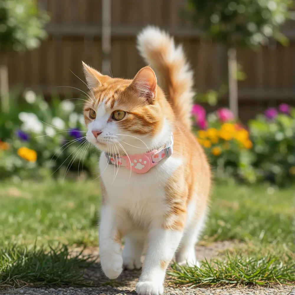 Collar Ajustable para Gatos con Cierre de Seguridad y Correa Elástica - Color Rosa