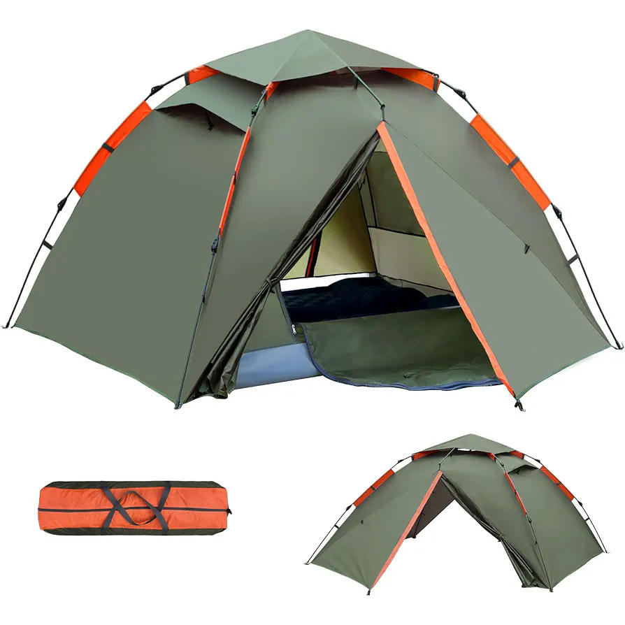 Tienda de campaña automática para 2 a 4 personas, 300 x 240 x 145 cm, impermeable y resistente al viento (Verde)