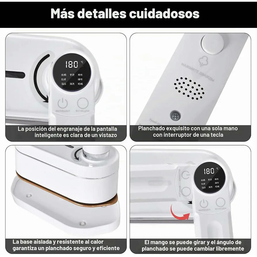 Plancha de Vapor Portátil 1200W Blanca con Mango Giratorio para Hogar y Viajes