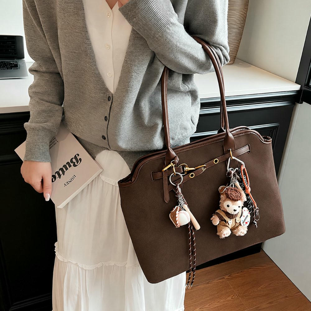 Bolso Tote Grande de Mujer Brawn, Cuero PU, Bolsa Bandolera Casual, Gran Capacidad con Cremallera, Ideal para Compras y Viajes de Trabajo, Escuela, 40 x 30 x 14 cm, color marrón