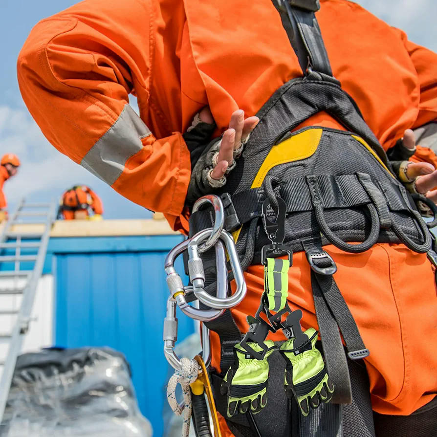 2 Piezas Clips para Guantes, Pinza de Seguridad Guante ​con Mosquetón Clip, Doble Colgar Guantes Clip, Clip de Sujeción de Guantes, para Guantes de Trabajo, Toallas, Trabajo de Seguridad